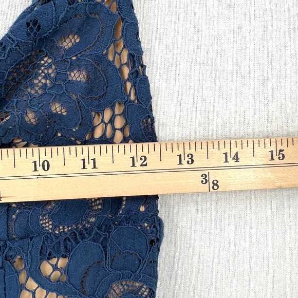 FOR LOVE & LEMONS Gianna Lace Midi Dress Womens XS Blue Bodysuit Bodycon - Picture 11 of 12